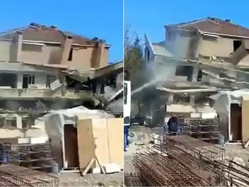 Avcılar'da Kentsel Dönüşüme Giren Bina Tek Darbeyle Yıkıldı