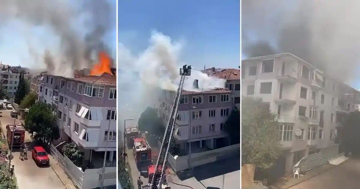 Maltepe'de Kentsel Dönüşüm Binasında Korkutan Yangın: Çatı Alev Alev Yandı